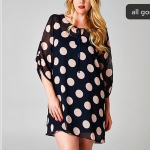Navy Dress with Pink Polka Dots
